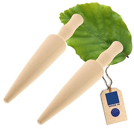2x HOFMEISTER® Waffelhorn oder Pflanzholz aus Holz, Made in Germany, für selbstgemachte Eiswaffeln im Handumdrehen, Waffelhörnchen, Gartenzubehör, 24 cm