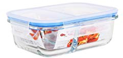 Quttin | Fiambrera Hermética de Cristal 2 Compartimentos - Tupperware Vidrio Cierre Hermético BPA Free, Resistente y Reutilizable