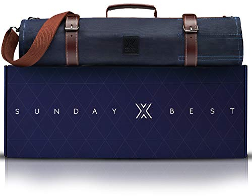 Sunday X Best Borsa arrotolabile per coltelli da chef – Custodia per il trasporto di coltelli da cucina e utensili da cucina con 12 scomparti, in tela cerata da 453,6 g, con manico a grana superiore,