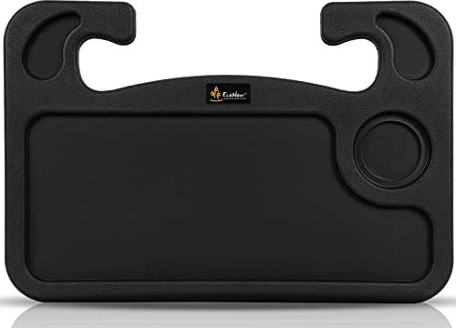 EcoNour 2 in 1 Steering Wheel Desk (42 x 28 cm) | Laptop Mount Tray With Pen Holder | Food Tray for Eating With Drinks Holder | Multipurpose Travel Car Accessory