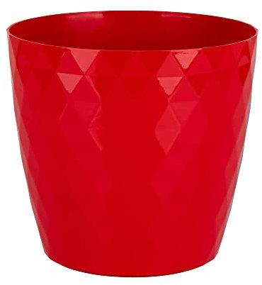 Home Garden Ornaments Plant Pots Indoor, Indoor Plant Pot - Decorative Plastic Flower Pots with Glossy Crystal Surface (Diameter: 18cm, Colour: Red)