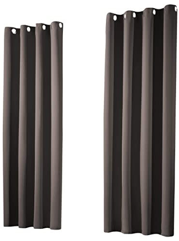 heimtexland ® 1 Paar Thermo- Verdunklungsgardinen Ösenschal Vorhänge Verdunkelnd Isolierend Blickdicht Verdunkelungsvorhänge HxB 145x135 Grau Braun Typ139