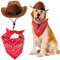 Yewong Haustier-Cowboy-Kostüm, Zubehör, Hund, Katze, Haustiergröße, Cowboyhut und Bandana, Schal, West-Cowboy-Zubehör für Welpen, Kätzchen, Party, Festival und tägliches Tragen, Set von 2 (Kaffee)