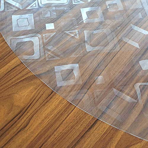 Transparente Folie Tischdecke Tischfolie Schutzfolie mit Muster Dreieck Rund 80 cm abwaschbar