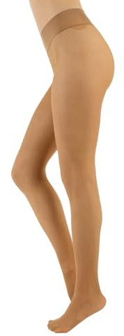CALZITALY Collant Voile, Collant sans Coutures, Transparent, Collant Femme | 15 DEN | Noir, Naturel, Bleu, Violet, Vert, Rouge, Pois | S, M, L, XL, XXL | Made in Italy (M-L, TAN)