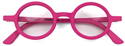 LONDON MOLE Runde Lesebrille | Moley-Brille | Coole Leser | Stilvolle Brille für Herren Damen Unisex | Federscharniere | Rosa | + 2,0 Vergrößerung