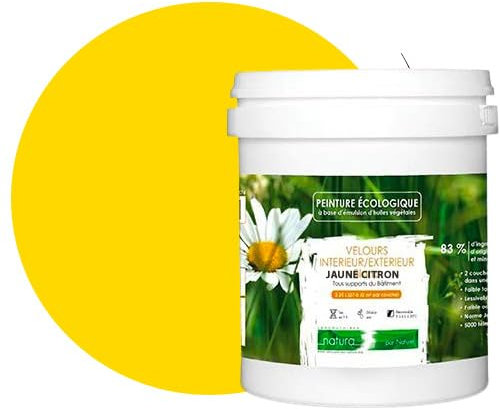 BOX DECO COULEURS Peinture naturelle écologique intérieur extérieur aspect velours Natura - 1L, Jaune Citron
