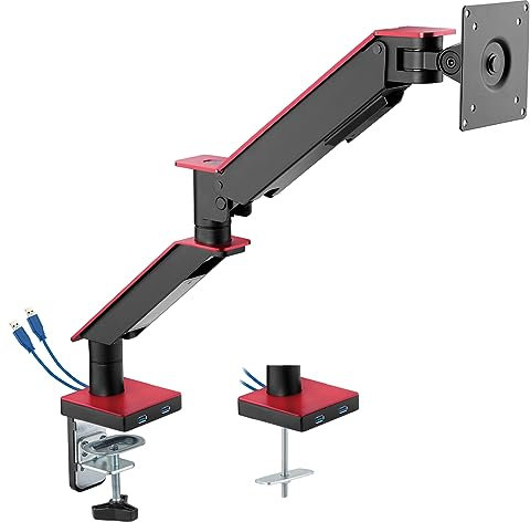 My Wall HL25-1L Fully Movable Desk Mount with Gas Lift for Flat Screens, Monitor Mount, 2 USB Ports, Cable Management, Monitor Arm, 17 Inches to 35 Inches, Maximum Load 2.5-11 kg