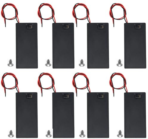 9V Battery Holder,8 Pack 9 Volt Battery Holder with ON/Off Switch Leads Wire Cover ,9V Battery Connector for DIY Charging Power Supply