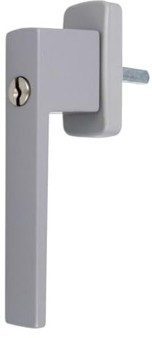 Aluminium Fenstergriff Quadrat abschließbar, Farbe:Silber matt RAL 9006, Stiftlänge:40mm