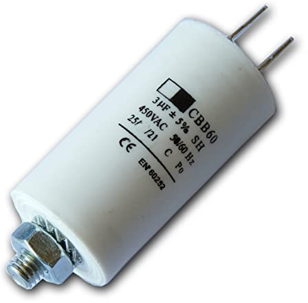 Place4parts 3uF Capacitor CBB60 Universal Tab Spade Terminals Start and Run for Motor, Generator Compressor, Air Pump, Water Pump, Air Conditioning, Jet Washer 50/60Hz 450v