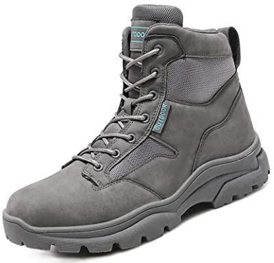 IYVW AS33 A10 Herren Sportschuhe Sneaker Running Wanderschuhe Outdoorschuhe Boots Stiefel Männer Militärstiefel Taktische Wüste Kampf Ankle Boot Armee Arbeit Schuhe Kampfstiefel Grau 43EU