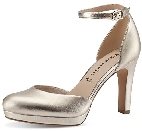 Tamaris Femme Escarpins, Dame Escarpins à lanières,Escarpins Sangle,TOUCHit,Bride Cheville,Sangles de Cheville,Porte-Talon,Light Gold,41 EU