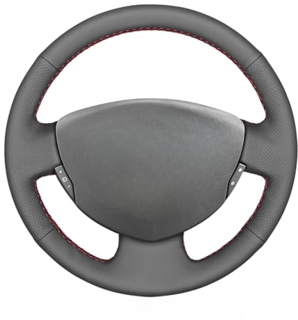 MEWANT Lenkradbezug aus echtem Leder, atmungsaktiv, für Renault Clio 2 2001-2008 / Twingo 2 2007-2014 / Dacia Sandero 2008-2012 / Clio Lenkradbezug