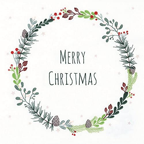 Home Fashion 20 Stück Motivservietten Merry Christmas im Kranz | Winter | Weihnachten | Tischdeko | Decoupage | Serviettentechnik 33x33cm (Red, Green, Gold) - 3-lagig - Papier