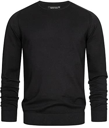 Indicode Herren Gamal Strickpullover aus 80% Baumwolle | Pullover O-Neck Pulli Männer Black, S