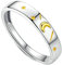 Promise Ring Damen, Ring Verstellbar Silber mit Gold Meteor und Mond Paar Verstellbare Band Schmuck Geschenk