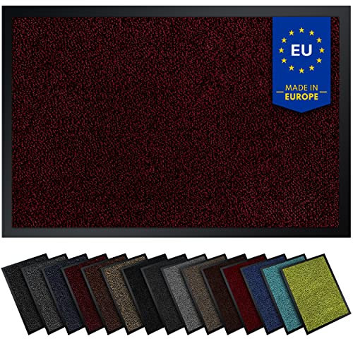 Gentle North Hochwertige Fußmatte rot-schwarz 90x120 groß für Innen & Außen - Schmutzfangmatte rutschfest, waschbar & wetterfest - Fussmatte für Eingangsbereich & Aussenbereich - Läufer Flur dünn