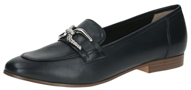 CAPRICE Damen Slipper aus Leder mit Blockabsatz, Blau (Ocean Nappa), 42 EU