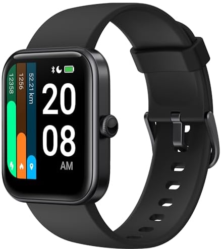 Vowtop Smartwatch per Uomo e Donna 1.69'' con Alexa, Monitoraggio Ossigeno, Frequenza Cardiaca, Sonno, Fitness, Notifiche. 14 Modalità Sportive.Compatibile con Android iOS,Nero