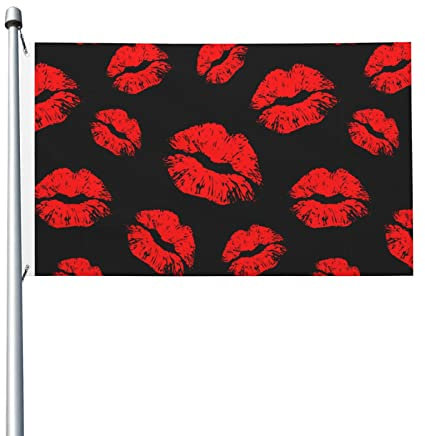 Dekorationen Banner, rote Lippen, Flagge, 1,5 m x 0,9 m, doppelseitige Flagge, geeignet für drinnen und draußen