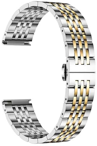 KeHowy 22mm Cinturini per Huawei Watch GT 5/5 Pro/GT4/GT3/GT2/3 Pro/Watch5/Watch4 (46mm), Cinturino in Acciaio Inossidabile in Metallo per Huawei Watch GT 6/GT6 Pro 46mm/Watch4 Pro 48mm - Argento/Oro