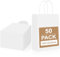 Gucass 50 Stück Groß Papiertüten mit Henkel, Weiß Geschenktüten Kraftpapiertüte Papiertragetasche, Mitgebseltüten Geschenktaschen für Geburtstag Partys Hochzeit Weihnachten Halloween(26x12x33cm)