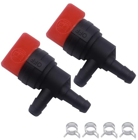 OXCANO 90 Grad 6,35 mm Inline-Kraftstoff-Absperrventil, gerades Gasventil mit Klemmen, Absperrventile, kompatibel mit Benzinhahn-Motorrad