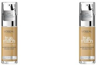 L'Oreal Paris True Match Liquid Foundation, Skincare Infused With Hyaluronic Acid, Spf 17, Available In 40 Shades, 4W Golden Natural, 30 Ml (Pack of 2)