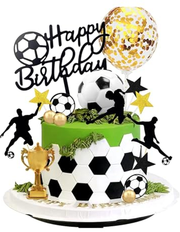 Zercart Football Cake Decoration - Happy Birthday Cake Topper & Cupcake Toppers for Children's Football Party Supplies