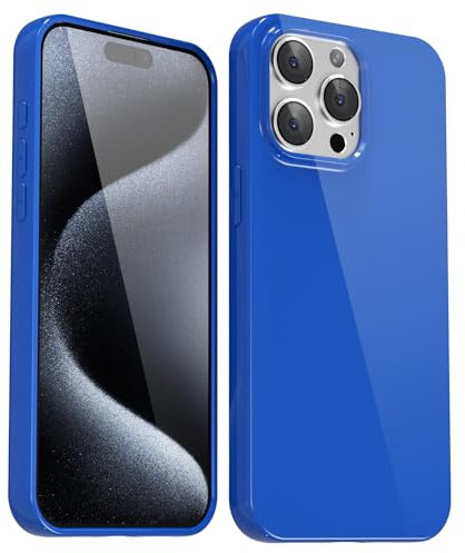 Svanove for iPhone 15 Pro Case Silicone, Glossy Soft Rubber Gel Jelly Cute Protective Plastic Simple Plain Phone Case Cover for Women Girl, Slim Thin Flexible Shockproof TPU, Royal Blue