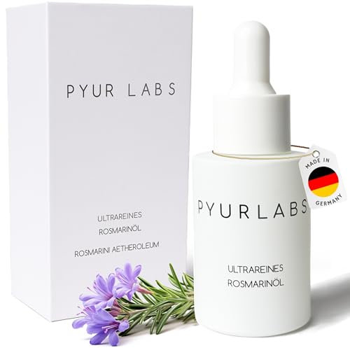 Pyur Labs® 100% naturreines Rosmarinöl HOCHDOSIERT - Premium Qualität aus Deutschland - Rosmarin Öl für Haare & Kopfhaut - Stimuliert Haarwachstum - Haaröl bei Haarausfall - Rosmarinöl Haare - Ph.Eur.