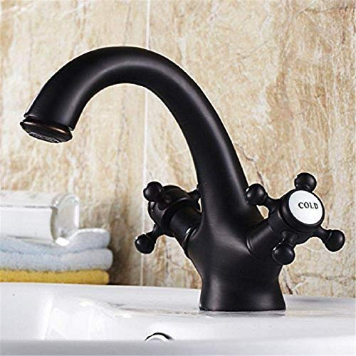 Bathroom Sink Basin Faucet, Fashion Bathroom washbasin washbasin Double Handle hot and Cold Mixed Brass Retro Bathtub Single Hole Faucet