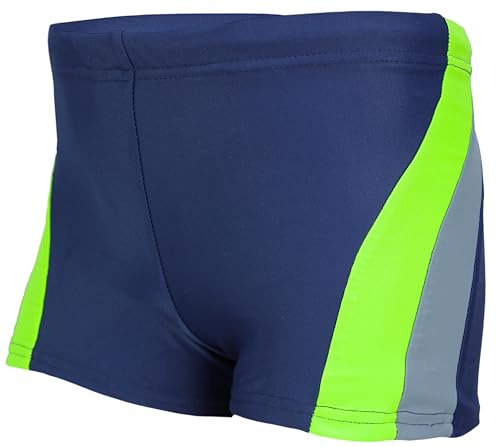 Aquarti Badehose Jungen mit Kordelzug – Schwimmhose Jungen Kinder, Badehosen für Jungen Sportlich & Schnell Trocknend, Farbe: Dunkelblau/Grau/Grün, Größe: 146