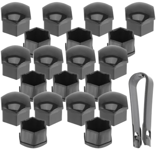 ULTECHNOVO Schwarze Radmutternabdeckungen Schützt Schrauben 20 Stück 17mm aus Verschleißfestem Nylon Inklusive Schwarzem Clip Geeignet für Auto Radschrauben