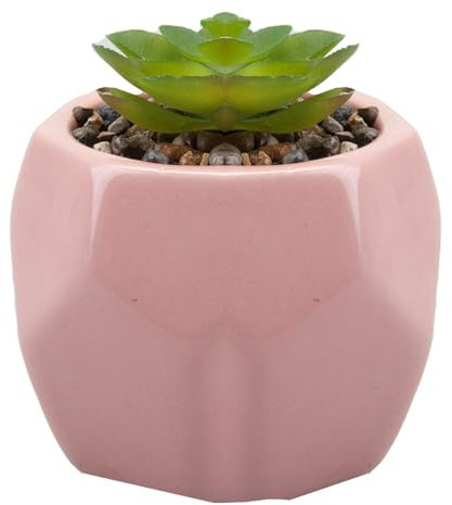 VFM Künstliche Pflanze, Rosa, für den Innenbereich, Kunststoff, kleine Sukkulenten, Kunstpflanzen für Büro, Schreibtisch, Schlafzimmer, Küche, Haus, Dekoration, 12,1 cm, Rosa