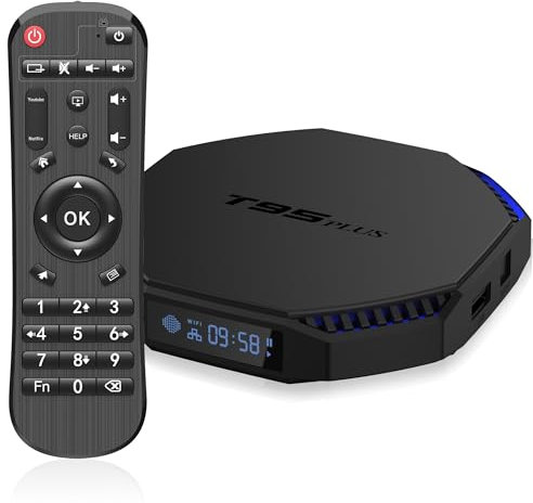 Android TV Box, T95PLUS S905 X4 Android 11.0 Box, 4GB RAM 64GB ROM Quad Core Arm Cortex-A55, compatibile con WiFi 2.4GHz/5GHz 6 8K HD e 2 porte USB (USB 2.0+3.0) TV Box 2024