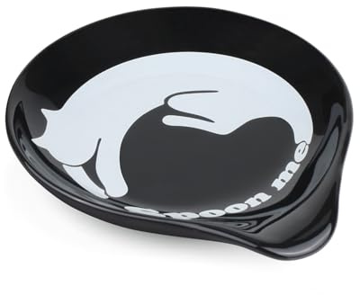 VanlonPro Ceramic Spoon Rest, 5 Inch Spoon Holder for Stove Top, Kitchen Counter, Utensils, Ladle, Coffee Spoons, Cooking spoons, Spatula, Tongs, Heat-Resistant, Housewarming Gifts, Cat Pattern