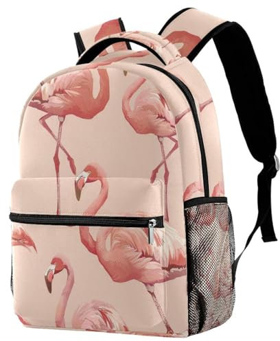 Campus Rucksack Reise Daypacks Flamingo Muster Schulrucksack Büchertasche mit Flaschenhalter für Mädchen Jungen, mehrfarbig, One size