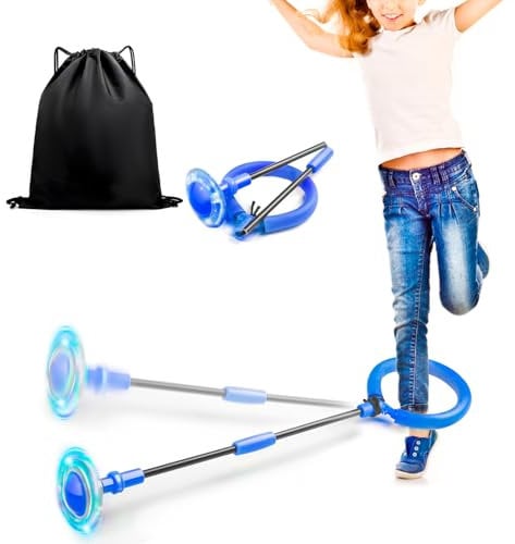 Jalunth Springring Fußkreisel Swing Wheel Outdoor Draußen Garten Draussen Blinkt Skip Ball Spielzeug Spiele Kinder Erwachsene Junge Mädchen 5 6 7 8 9 10 11 12 13 Jahre Kindertag Geschenk mit Lichtrad