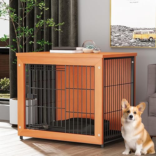 Cage For Chien En Bois Table D'appoint Meuble TV Caisse For Chien Décorative Moderne Parfaite For Les Petits, Moyens Et Grands Chiens Plateau Amovible Polyvalent Mobilier D'intérieur Maison De Chenil(
