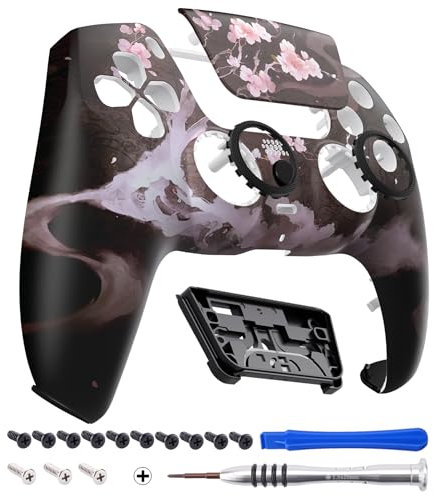 eXtremeRate LUNA Redesigned Front Shell Touchpad Compatible with ps5 Controller BDM-010 020 030 040 050, Blossom In The Darkness Replacement Faceplate Case Custom Cover Compatible with ps5 Controller