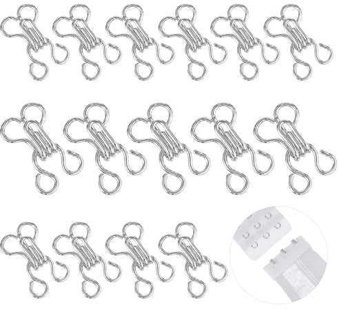 Ymapinc 100 Stück Haken und Ösen zum Annähen Unterwäsche, Nähen Haken und Augen Verschluss Unsichtbarkeit BH-Haken-Ösen-Verschluss für BH Hosen Kleidung Röcken(Silber)