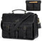 RAINSMORE Messenger Bag PU Leather Laptop Bag 15.6 Inch Waterproof Briefcase for Men Work Satchel Bag Business Shoulder Bag for College Black