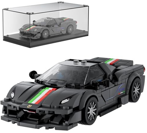 Mould King 27068 Technik Speed Champion Auto Bausteine F488 Sportwagen Klemmbausteine Rennwagen Bauspielzeug mit Acryl Vitrine Modellautos zum Sammeln (358 Teile)