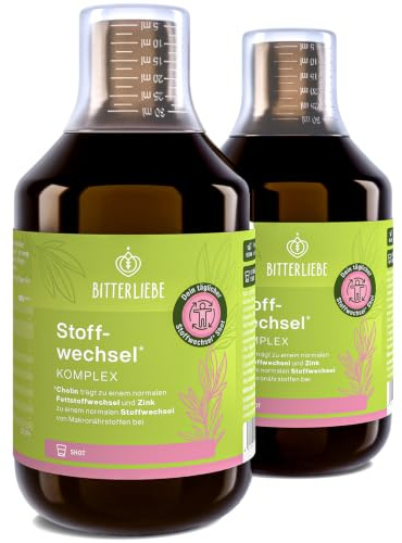 BitterLiebe Stoffwechsel * Shot - Mariendistel Artischocke Löwenzahn und L Carnitin zum Stoffwechsel beschleunigen * - Stoffwechselkur * mit Zink, Cholin und Bitterstoffe