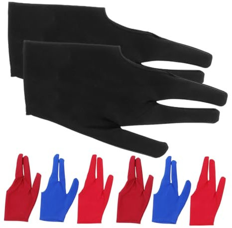 POPETPOP 8Stücke Teiliges Yoyo Handschuh Set Atmungsaktive Billardhandschuhe für Herren und Damen Finger Design rutschfest und Verschleißfest für Pool und Tischspiele Hohe
