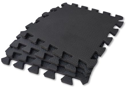 RYZAN Interlocking Foam Floor Mats 30x30x1cm (18 Pack) – Soft EVA Puzzle Tiles for Gym, Kids Play, Nursery – Non-Slip Protective Flooring for Home, Workout & Exercise Use (Black, 18 Pack)
