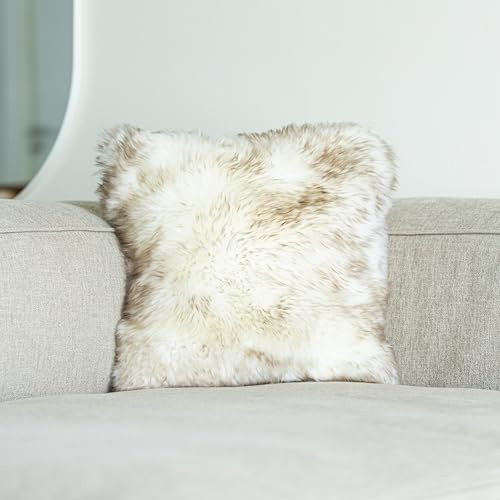 Nordic Sheep Lammfell Kissenbezug 40x40 cm, Kuschelkissen, Wolfsspitze | Echtes Lammfell auf einer Seite, weich & kuschelig, ideal für Sofa & Bett, viele Farbvarianten