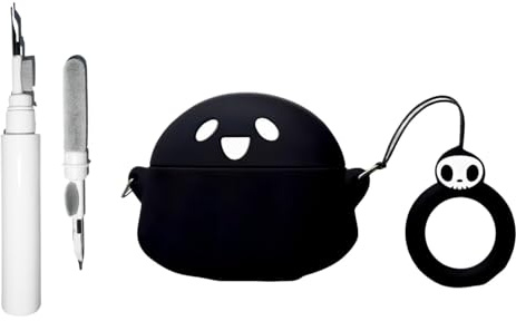 Casevita Süße Hülle, kompatibel mit AirPods pro 3, mit Ring und Reinigungsset, Cartoon-Design, lustige Anime-Geist, Silikon-Schutzhülle, kompatibel mit AirPod Pro3 für Damen